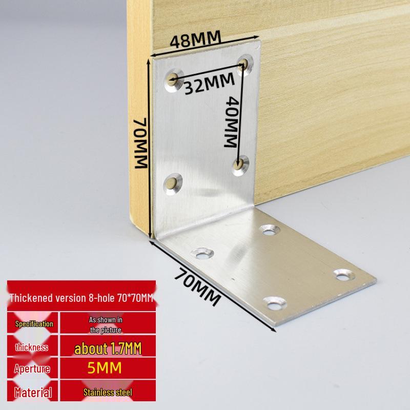 Thick Stainless Steel 90° Angle Bracket for Furniture Fastening