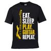 Eat Sleep Play Guitar Repeat Loose Vintage Distressed Washed Casual Tee