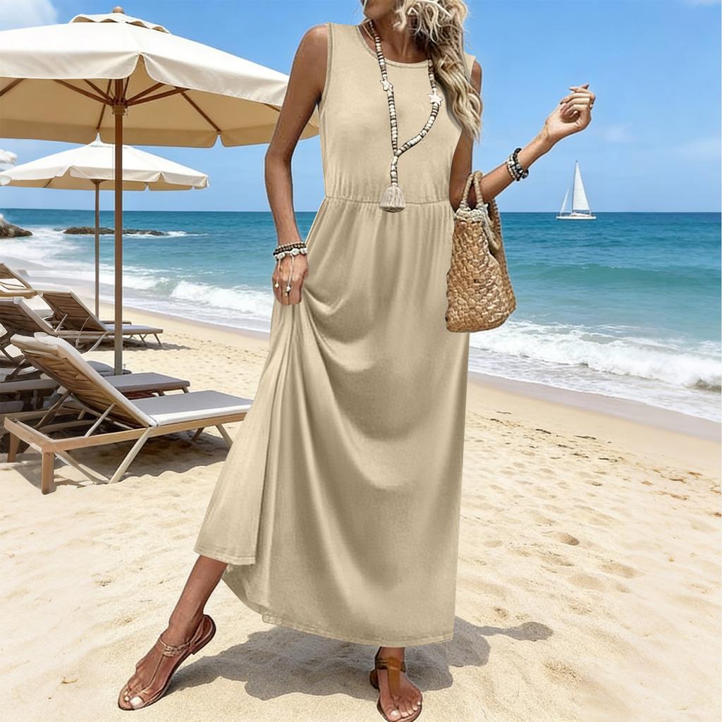 Summer Dresses For Women  Maxi Dresses Long Flowy A Line Sleeveless Sundresses With Pockets