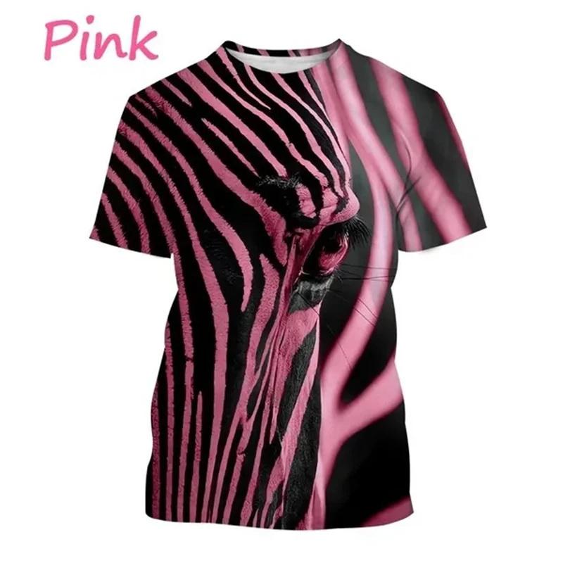 Zebra Pattern T Shirt Men's Cute Animals 3D Printed T-Shirts Summer Fashion Kids Women Casual Cool O Neck Loose Tees Tops