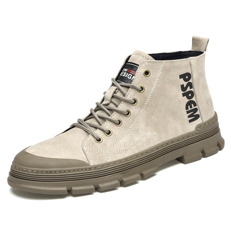 Men s British High-Top Pigskin Leather Casual Desert Boots, Mid-Calf, Autumn/Winter. 38