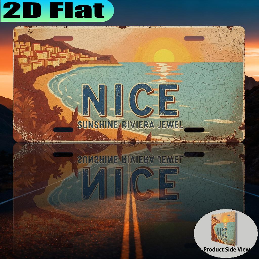 

Nice Sunshine Riviera Jewel France D Flat Printing License Plate Style Metal Tin Sign French Coastal City Themed Decorative Al 15x30cm(5.9x7.8inch)