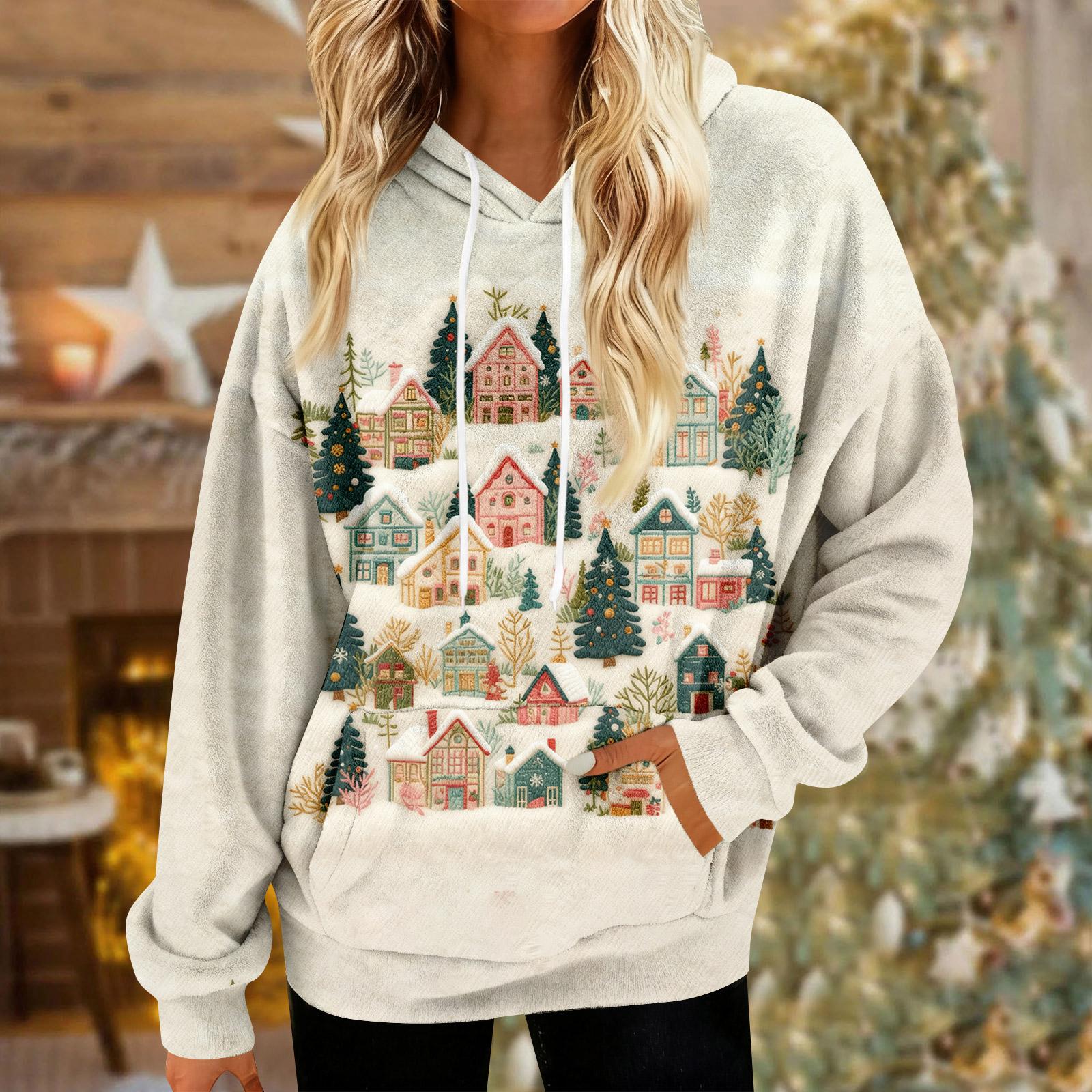 

Hoodies For Women Oversized Winter Plush Cute Sweatshirts Pullover Trendy Fall Winter Clothes XXL киноварь