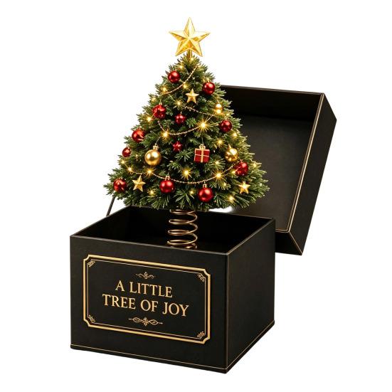 Interactive Xmas Magic Box 3D Printed Christmas Pop-Up with Spring Action, Elements/Angel/Star Snowman Holiday Party Favors Ornaments,