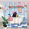 Adorable Cat Bathtub Shower Curtain Water Resistant Fabric Bathroom Ideal Whimsical Pet Lovers