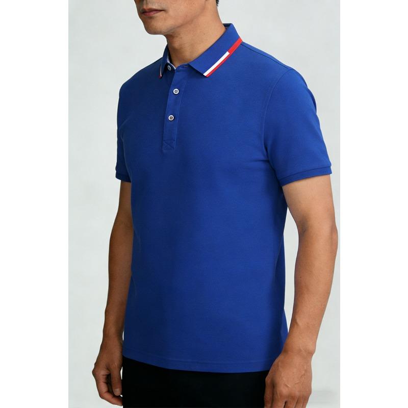 Men Contrast Collar Short Sleeve Polo Shirt Casual Top