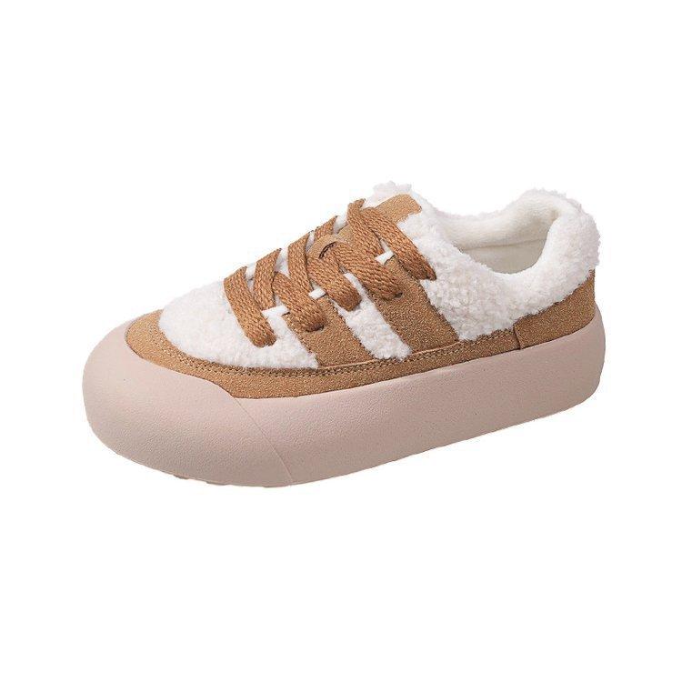 

Ugly cute big head cute bread shoes niche design sense artificial short hair fluff cotton shoes women s winter 2024 new velvet 40 малиновий