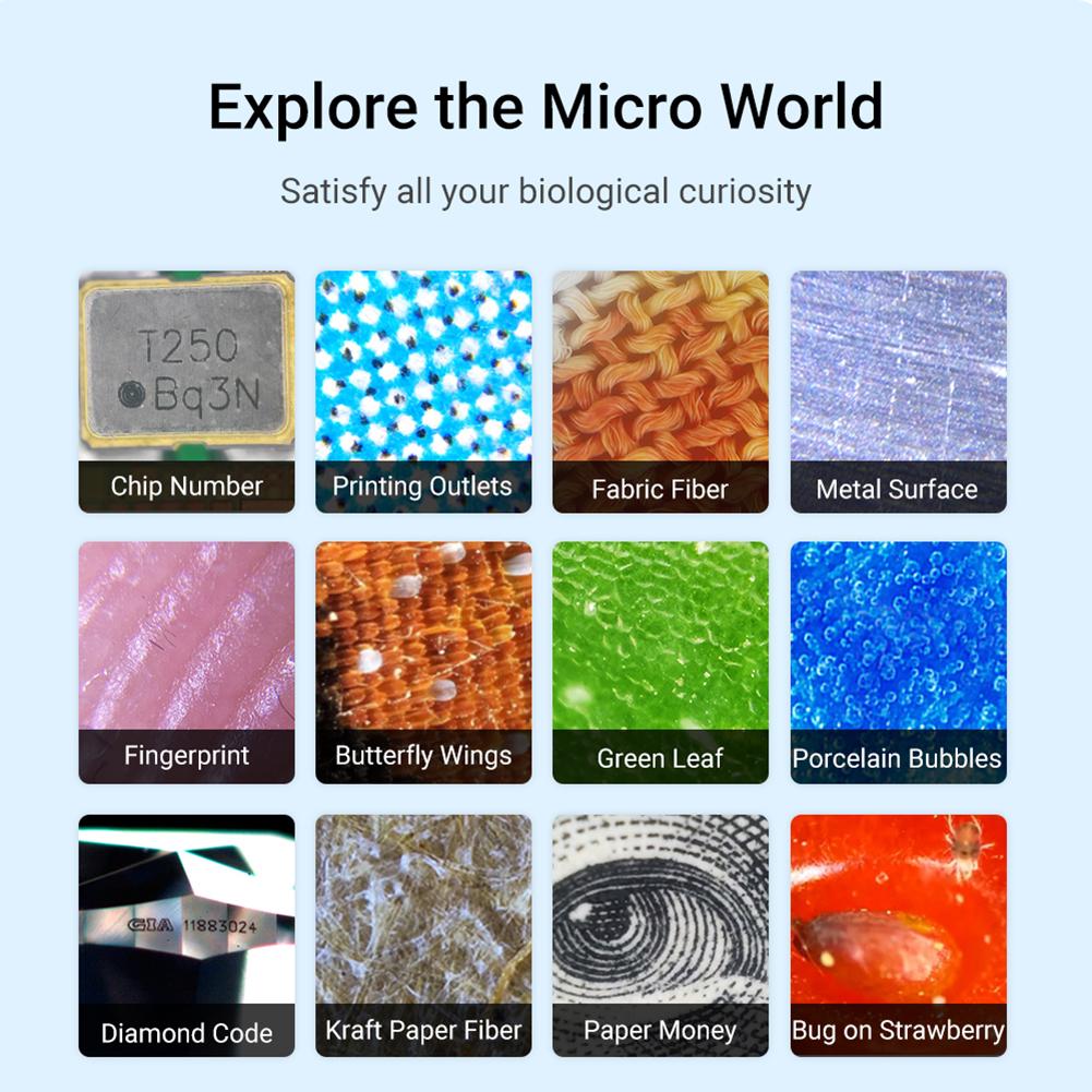 60X Handy-Mikroskop Lupe Universelles LED-Instrument Makro-Objektiv Optischer Zoom Mit Mikro-Kamera-Clip Optisches Instrument