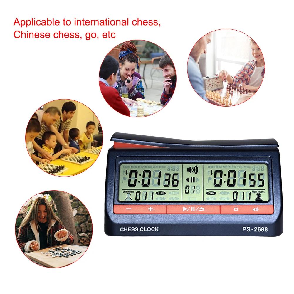 Board Game Clock USB Charging Chess Clock Hour Meter Stopwatch with Delayed Countdown Function for International Chess