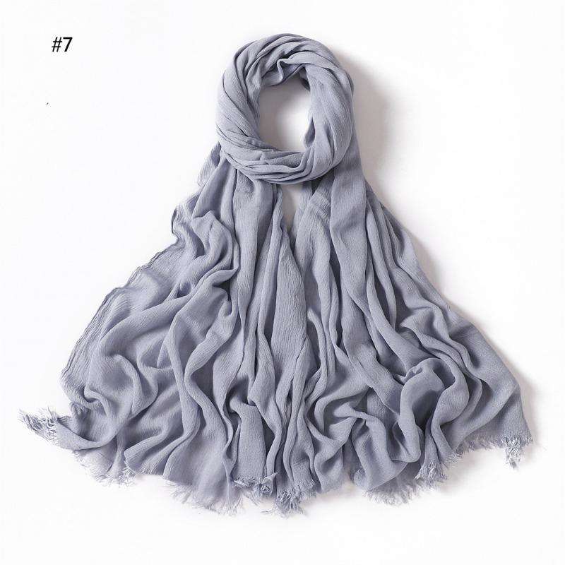 % Rayon Pleated Solid Color Human Cotton Two-end Beard Bag Headscarf Female, New Breathable Soft Scarf