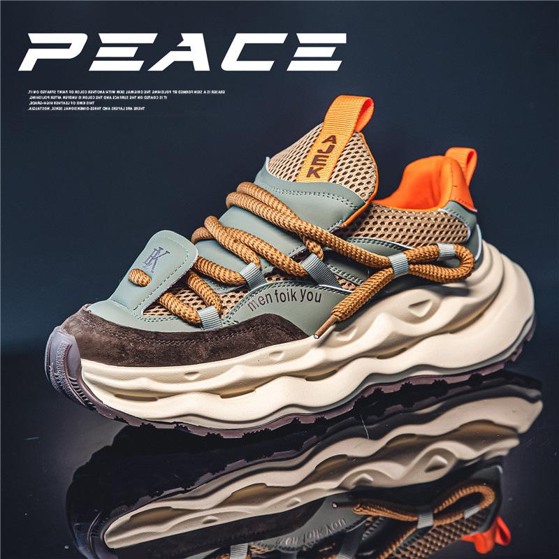 Men's Shoes Autumn 2025 New Thick-soled Heightened Breathable Mesh Casual Sports Running Shoes Versatile Fashion Dad Shoes