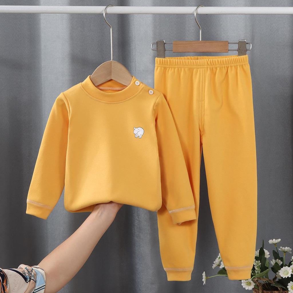 Children's Fleece Autumn Clothes & Trousers Set: Warm Underwear & Loungewear for Boys & Girls