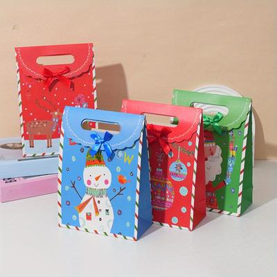 12 Stück Weihnachtsgeschenktüten, weiße Kartonpapiertüten, verwendet für Weihnachtspapier-Geschenkverpackungen, Weihnachtssüßigkeitentüten, Weihnachtsgeschenktüten