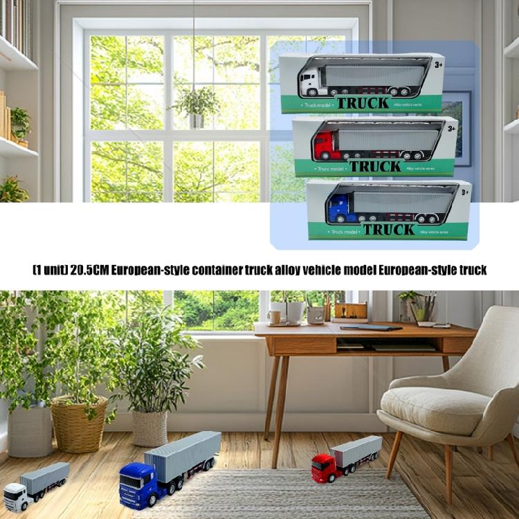 Premium Die Cast Metal Container Truck Model 20.5CM Realistic Transport Vehicle Design Collectible Home Accent Ornament