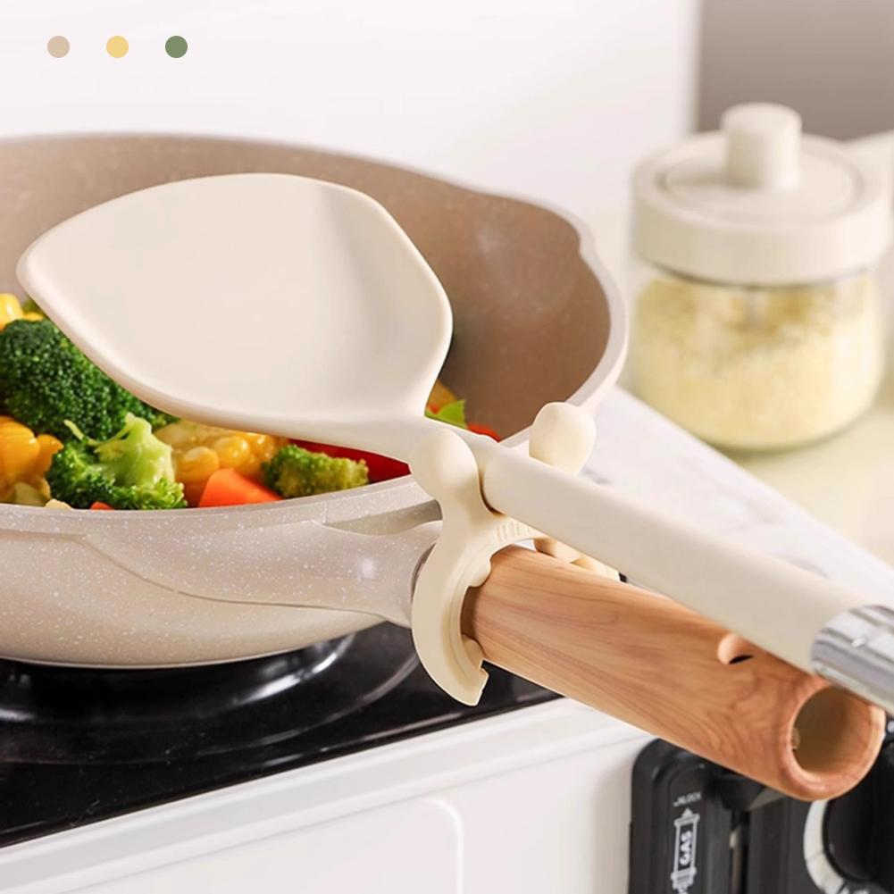 Silicone Deer Ear Pot Shovel Rack Home Kitchen Stove Anti Overflow Soup Spoon Kitchenware Placement Protective Shovel Rack Mobile Storage Rack