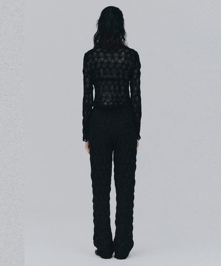 Bedermi Textured Sheer Banding Pants (Black)