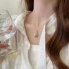 Stainless Steel Zircon Surround Pearl Necklace Simple Design Clavicle Chain Temperament Necklace