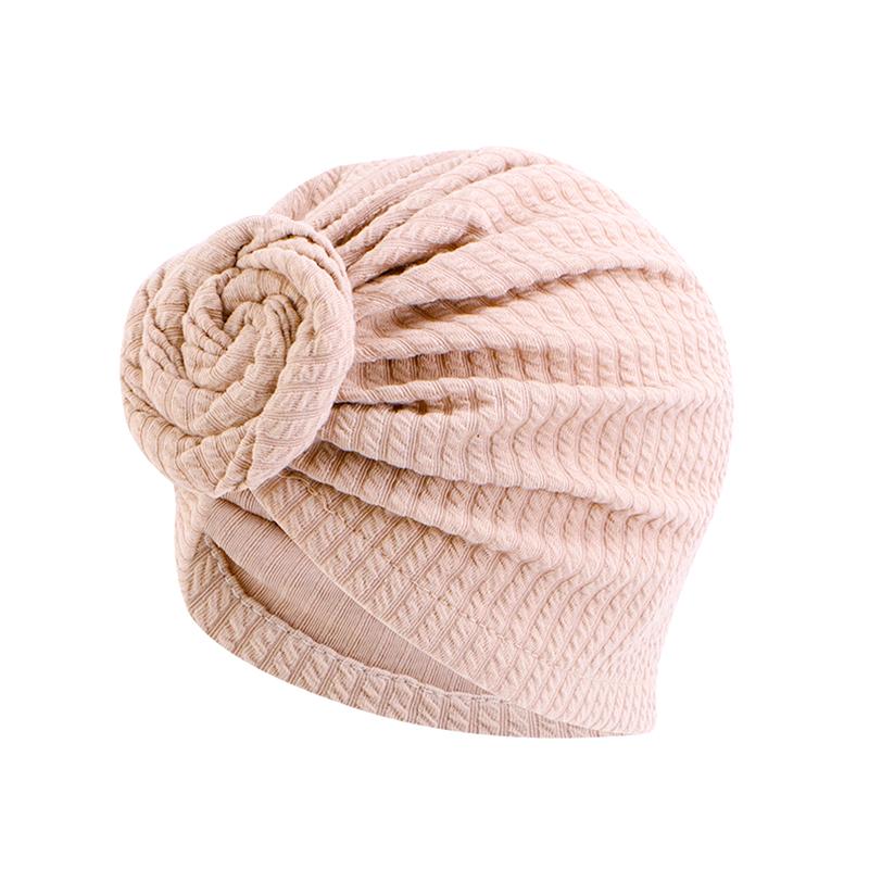 1 ADET Türban Şapka Nefes Alabilir Düz Renk Zarif Güneş Kremi Hicap Moda Üst Çiçek Dekor Başörtüsü Kadın Başörtüsü