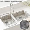 Rangement Étagère pour Évier en Acier Inoxydable Extensible 1 Panier d'Égouttage Antidérapant Conception Gain de Place pour Laver la Vaisselle et les Fruits et Légumes