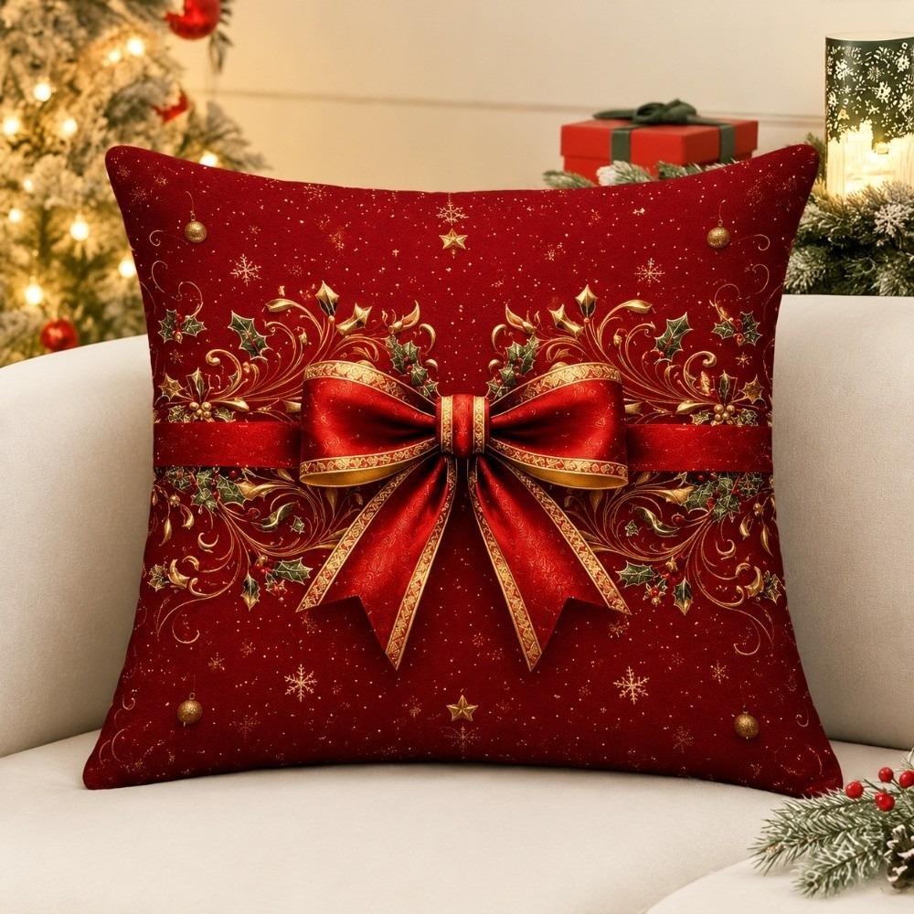 Santa Claus Christmas Pillow Cover Cartoon Print Throw Pillow Case New Cushion Cover  Holiday