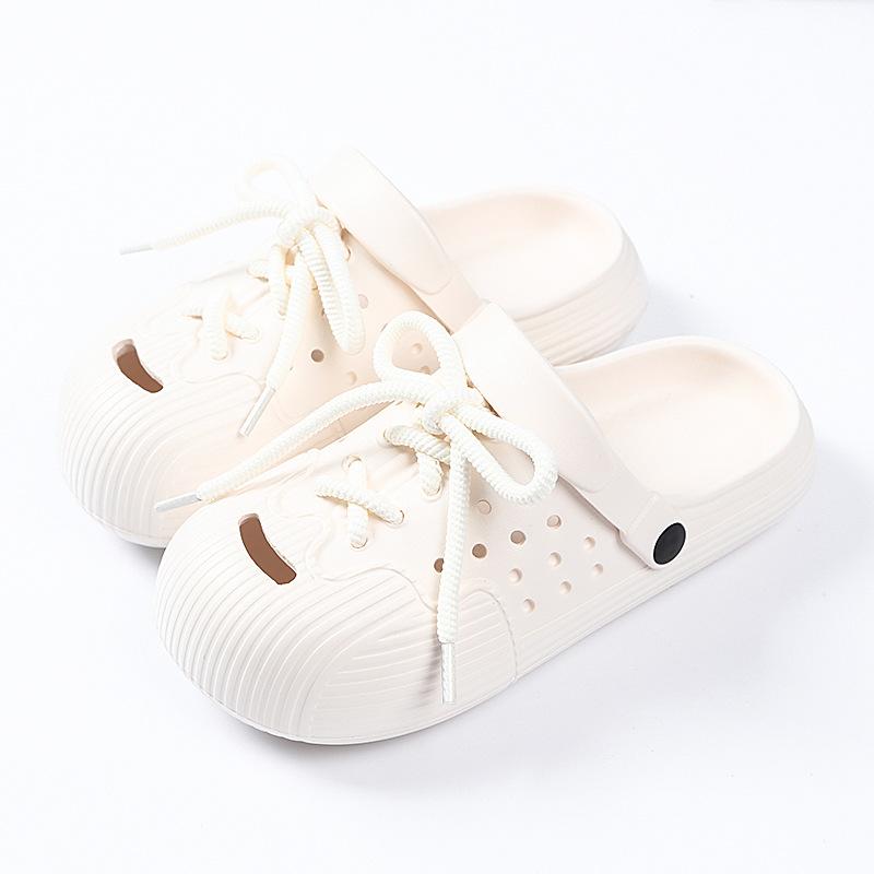 Sommer Schnür-EVA Gartenschuhe für Damen Schuhe mit runder Zehenpartie Mädchen Studenten Leichtgewicht Rutschfest Weiche Sohle Outdoor Strand Sandalen