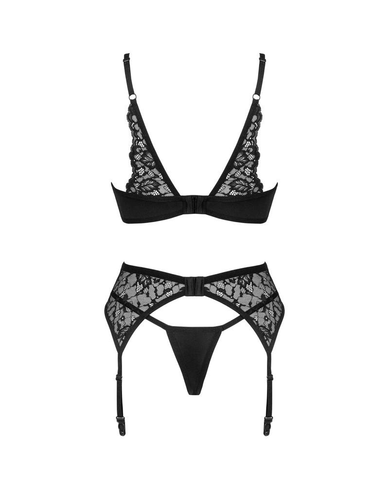 Obsessive - Sexy Bellastia Lace 3-Piece Set Black XL/2XL