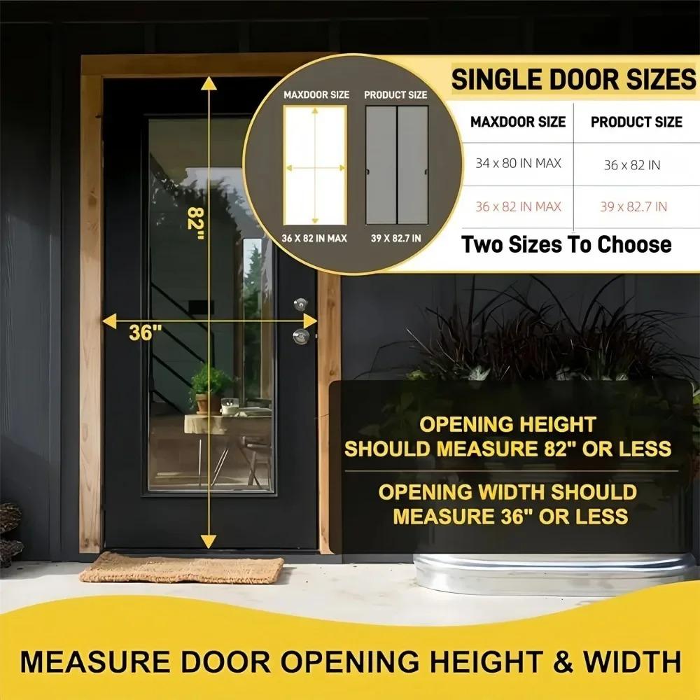 Modern style polyester door curtain, magnetic closing design, grey mosquito screen, suitable for bedroom, etc