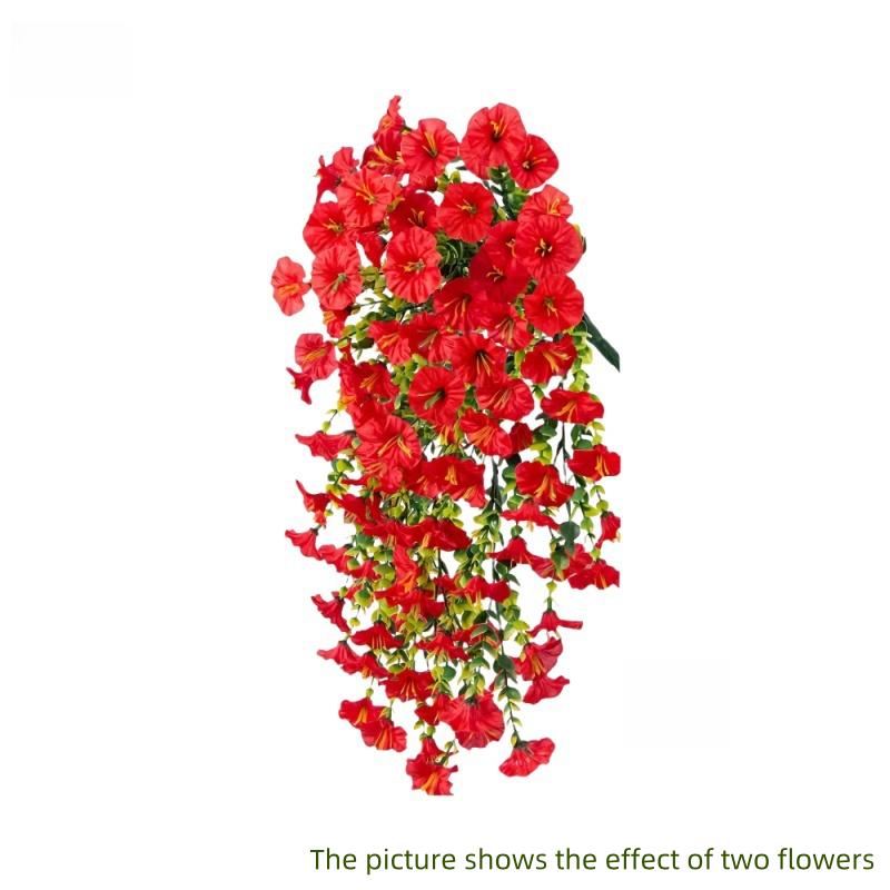 

4pcs Artificial Morning Glory Hanging Flowers with Eucalyptus Leaves for Outdoor Patio Decor All-Season Home Dec