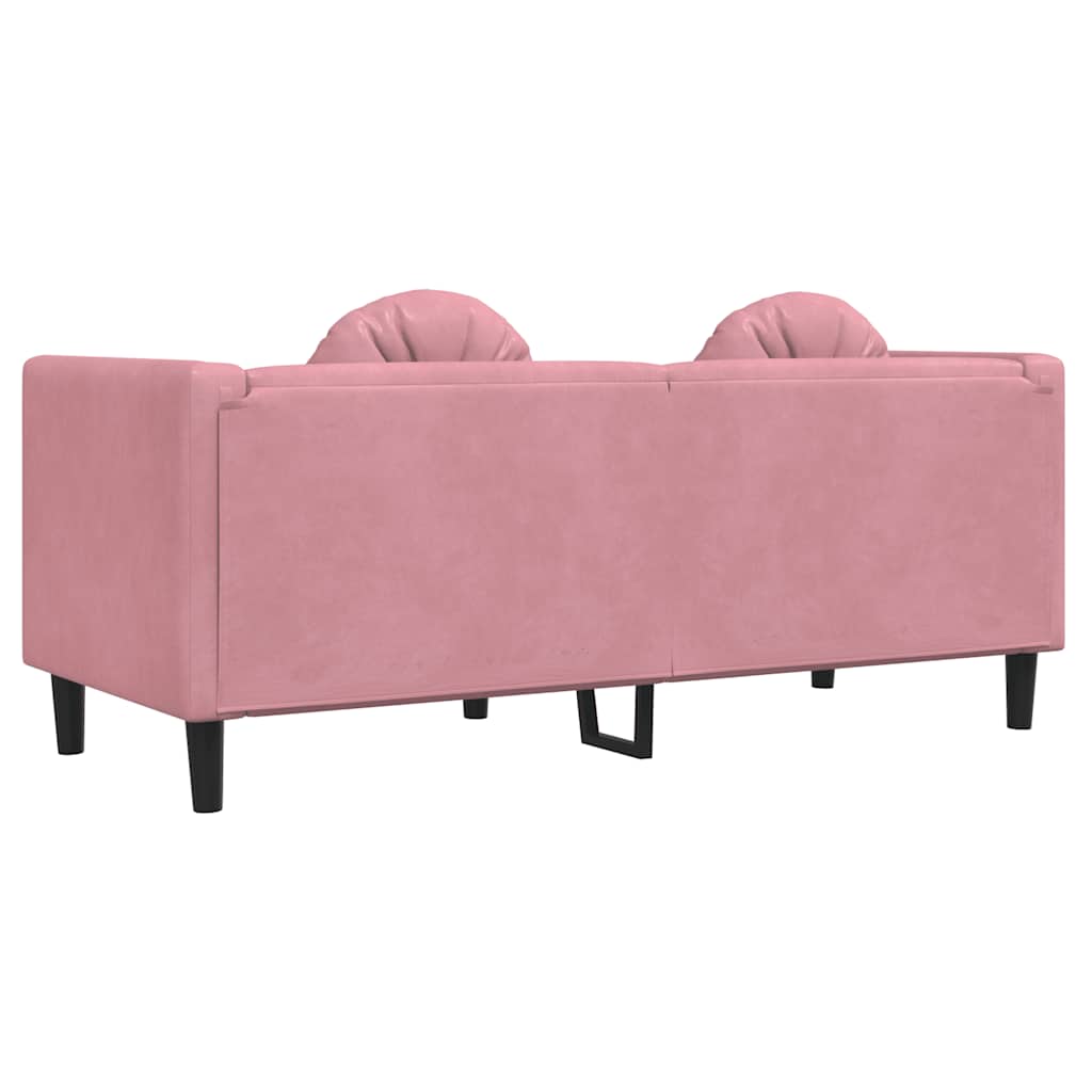 2 Seater Sofa with Cushions Pink Velvet