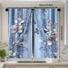 2 Pcs Elegant Vintage Blue Floral & Butterfly Print Curtains – Rod Pocket Design for Bedroom Living Room Office Kitchen