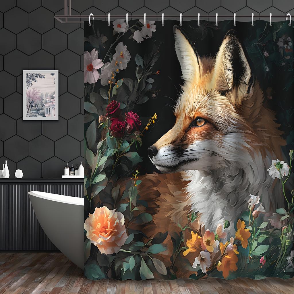Vintage fox and floral canvas art print, suitable for home decoration, very suitable for living room murals, rich in artistic