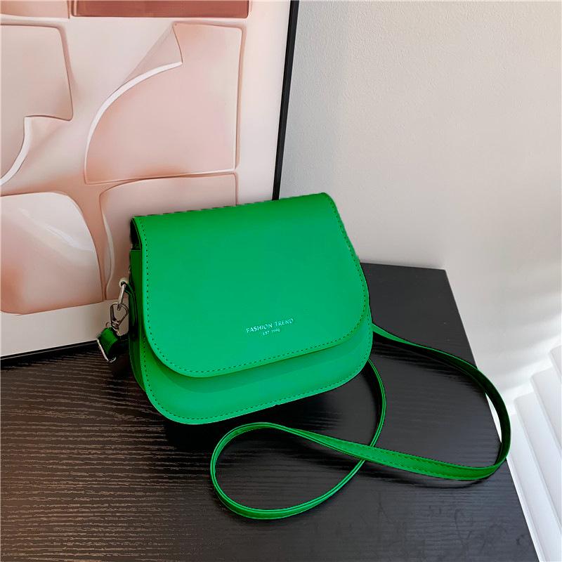 Trendy Saddle Shoulder Bag Women PU Leather Crossbody Purse Simple Solid Color Flap Handbags Pouch