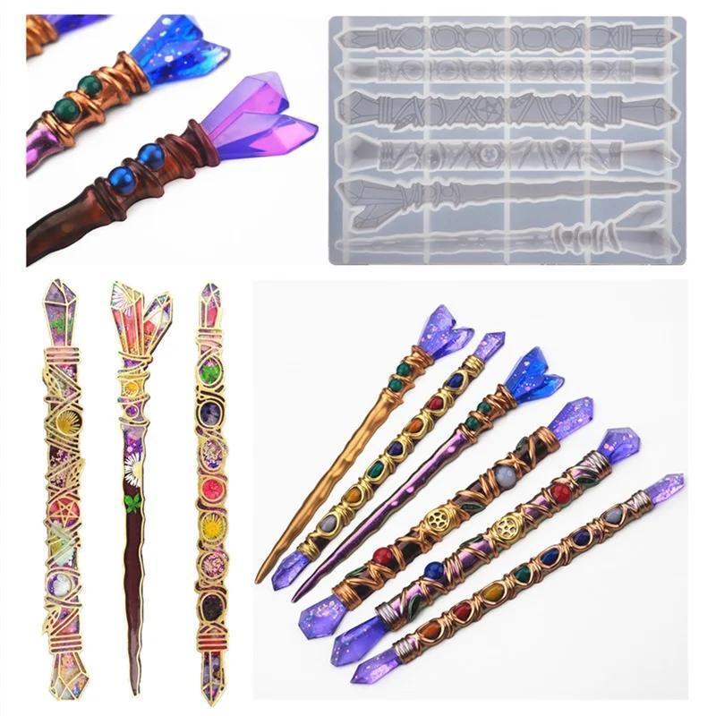 

New Creative DIY Crystal Epoxy Resin Mold Fuuny Scepter Hairpin Silicone Mold Suitable Household Kitchen Handmade Molds Supplies прозрачный
