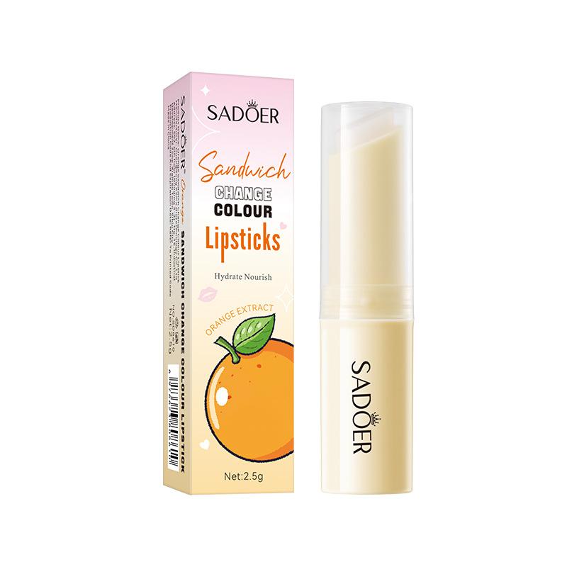 

Sadoer 2.5G Fruit Flavor Sandwich Warm Changing Water Lipstick Moisturizing Warm Changing Lipstick orange