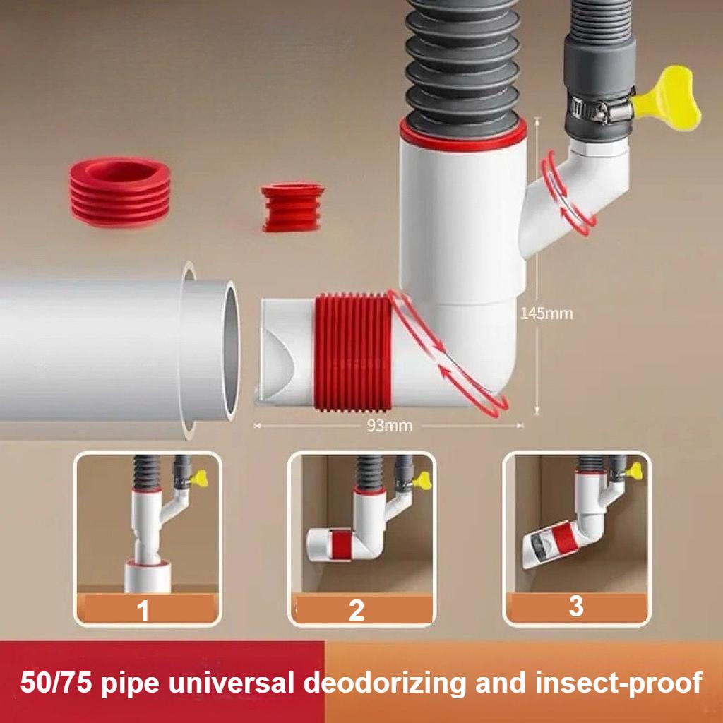 Anti-odor Floor Drain Pipe 360° Rotation Sewer Pipe Wall Drainage Insect Proof Anti Backflow Washing Machine Basin Pipe Joint
