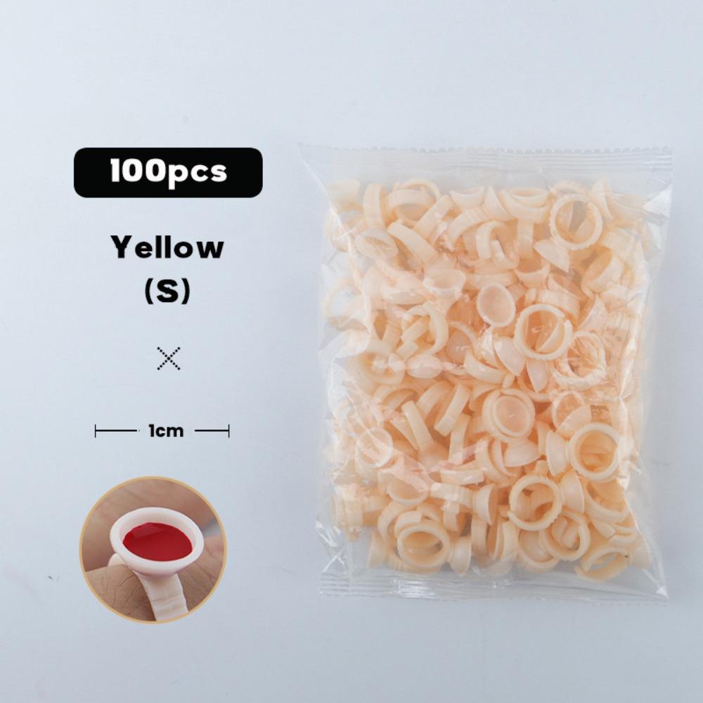 

100 шт. многофункциональные чашки для колец с чернилами для татуировки, контейнер для пигмента для татуировки, аксессуары для татуировки Yellow-S-Without Seperated