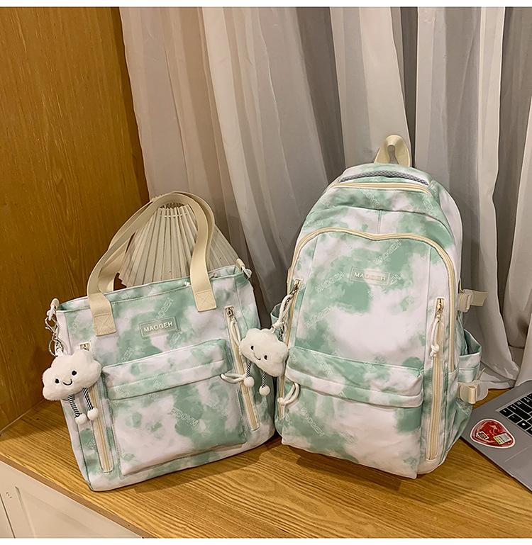 The New Large-capacity Multi-compartment Schoolbag Is Tie-dyed, Cute and Sweet Literary Backpack, Versatile Casual and Lightweight Make-up Bag.