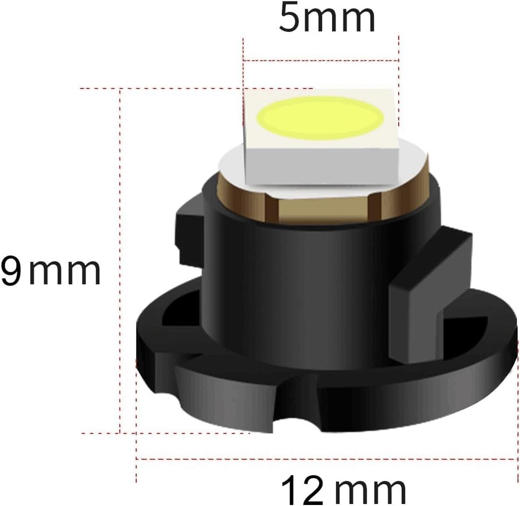 Biqing 10pcs T4.7 Esfera de Medidor LED 6500K Blanco Esfera de Medidor DC Universal Auto