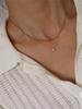 1 Pc Stainless Steel Plated 18K Exquisite Gold Bead Single Diamond Small Double-Layer Necklace