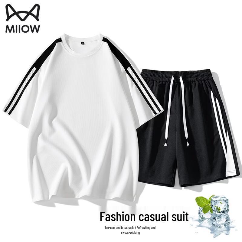 MiiOW Men's Ice Silk Short Sleeve & Shorts Set