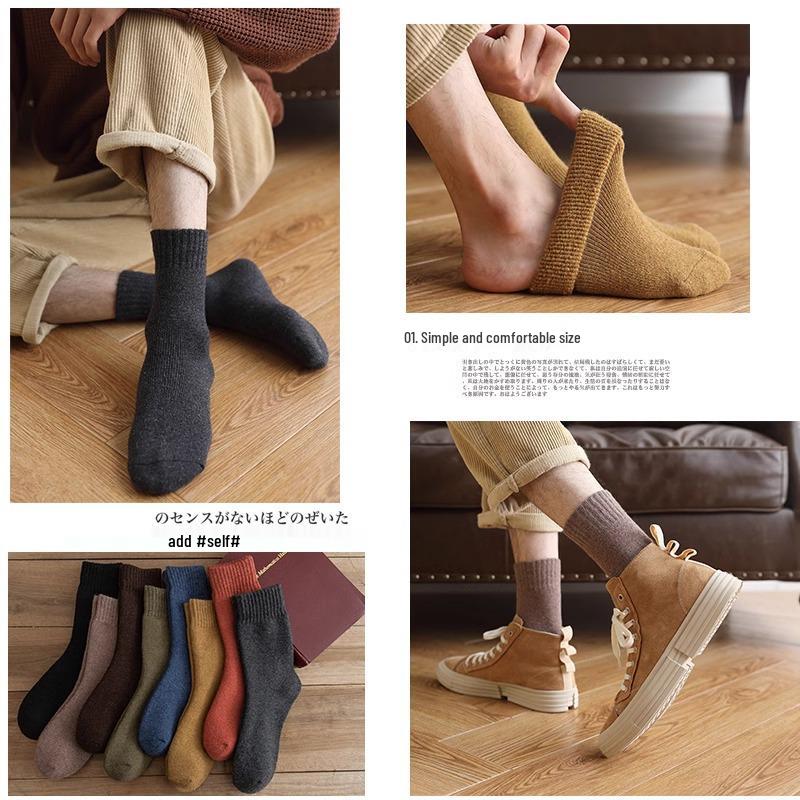 Men's Long Cotton Socks - Warm, Thick, Plus Velvet, Autumn/Winter Mid-Tube Socks