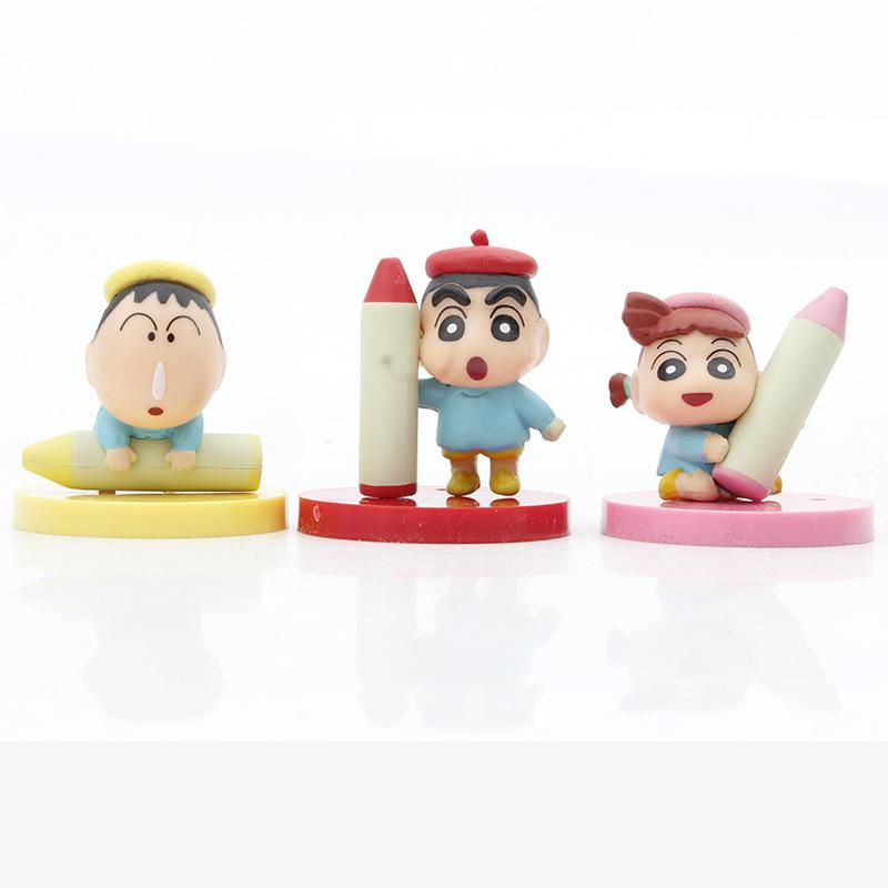Crayon Shinchan Pvc Figurine Set For Cake Car And Desktop Decor Six Cute Models