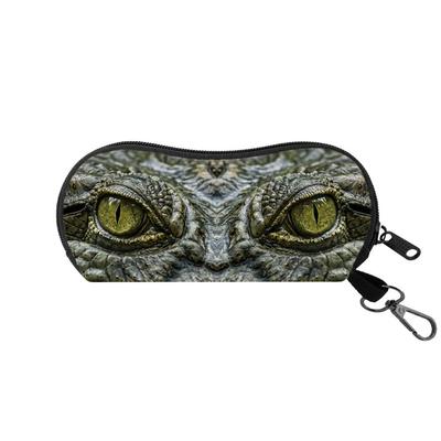 Bolsa de almacenamiento para gafas de sol de nailon con llavero, funda para gafas con diseño de gato, color sólido, portátil, para colgar gafas de sol