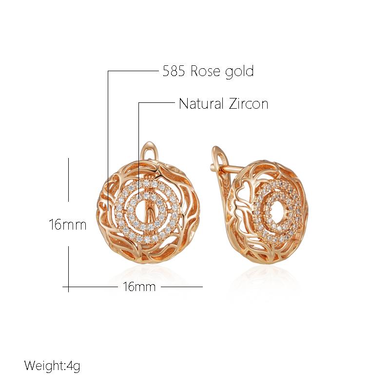 Kienl Vintage Hohlmuster Hängeohrringe für Damen Exquisiter Roségoldton mit natürlichem Zirkon Täglicher feiner Schmuck Geschenk