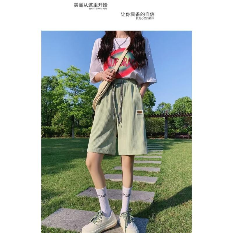 Ice Silk Sports Shorts Women's Summer Slim Slim Straight Casual Quarter Pants