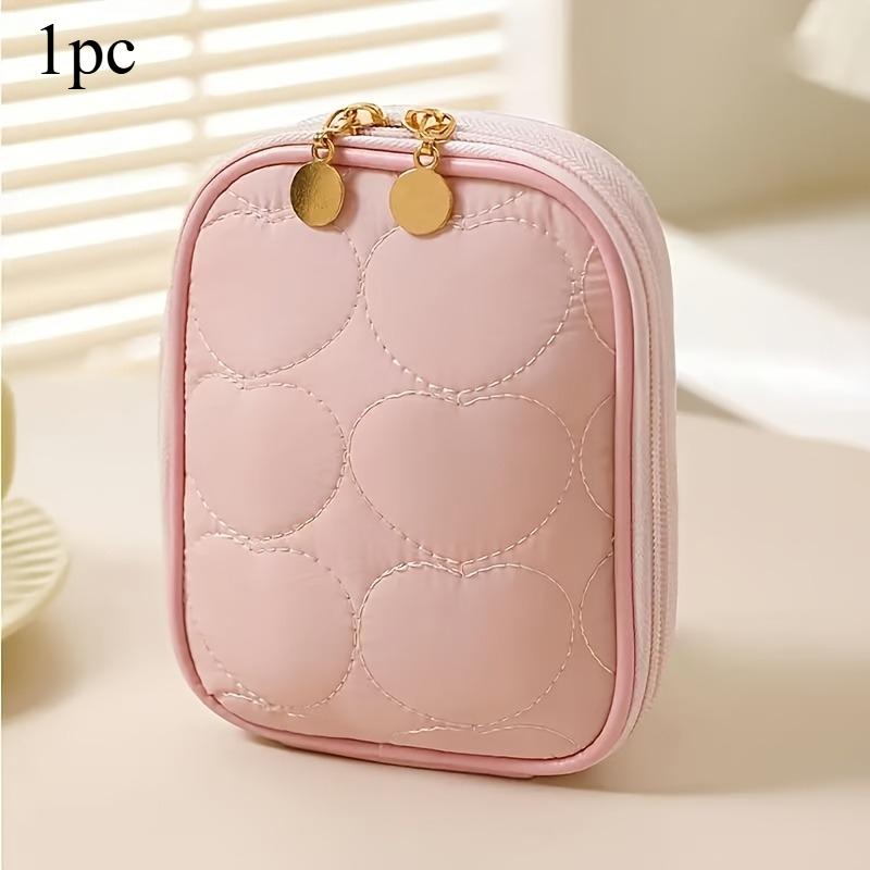 Portable Travel Makeup Bag Polyester Cosmetic Organizer with Multiple Pockets for Lipstick Foundation Brushes Toiletry Storage