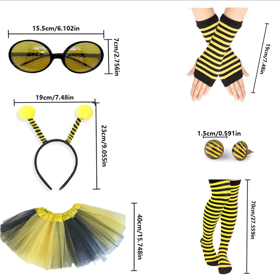 2026 Halloweenový kostým včelky Cosplay Set s křídly, pláštěm, čelenkou a brýlemi pro dospělé a děti