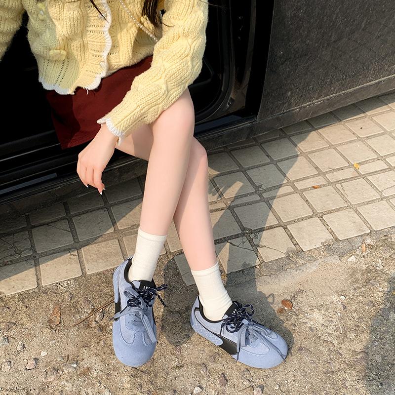 Atmosphere moral training shoes women's leather spring new inner height increase soft sole mango head ugly cute leisure sports Forrest Gump shoes