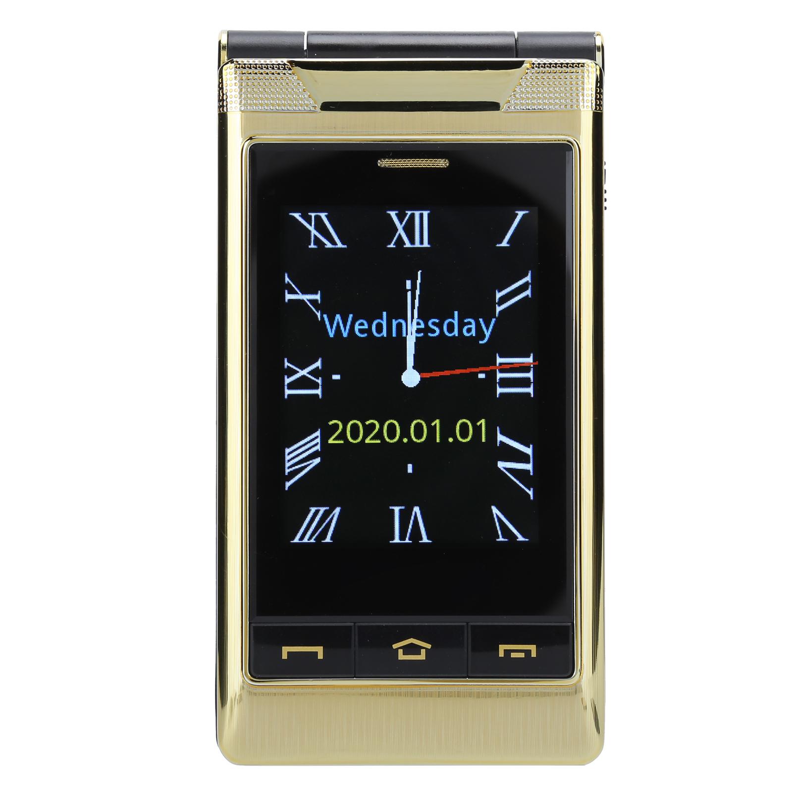 

G10‑1 раскладушка 2,6 дюйма MP3 большой рупор 4G мобильный телефон для пожилых людей с двумя картами сотовый телефон 100‑240 В серый NOUS US Plug золотой