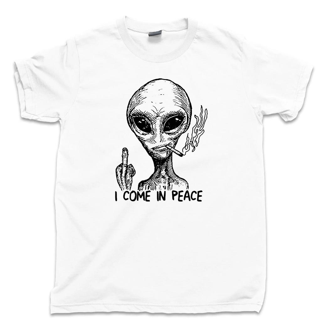 Unisexs Because Aliens I Come In Peace Graphic T Shirt Tee Cotton Unisex Summer Streetwear Casual Trendy Oversize Loose Top Vintage